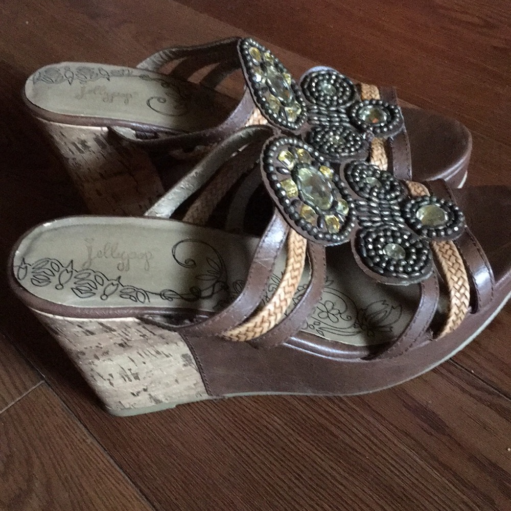 Cork heel wedge sandle